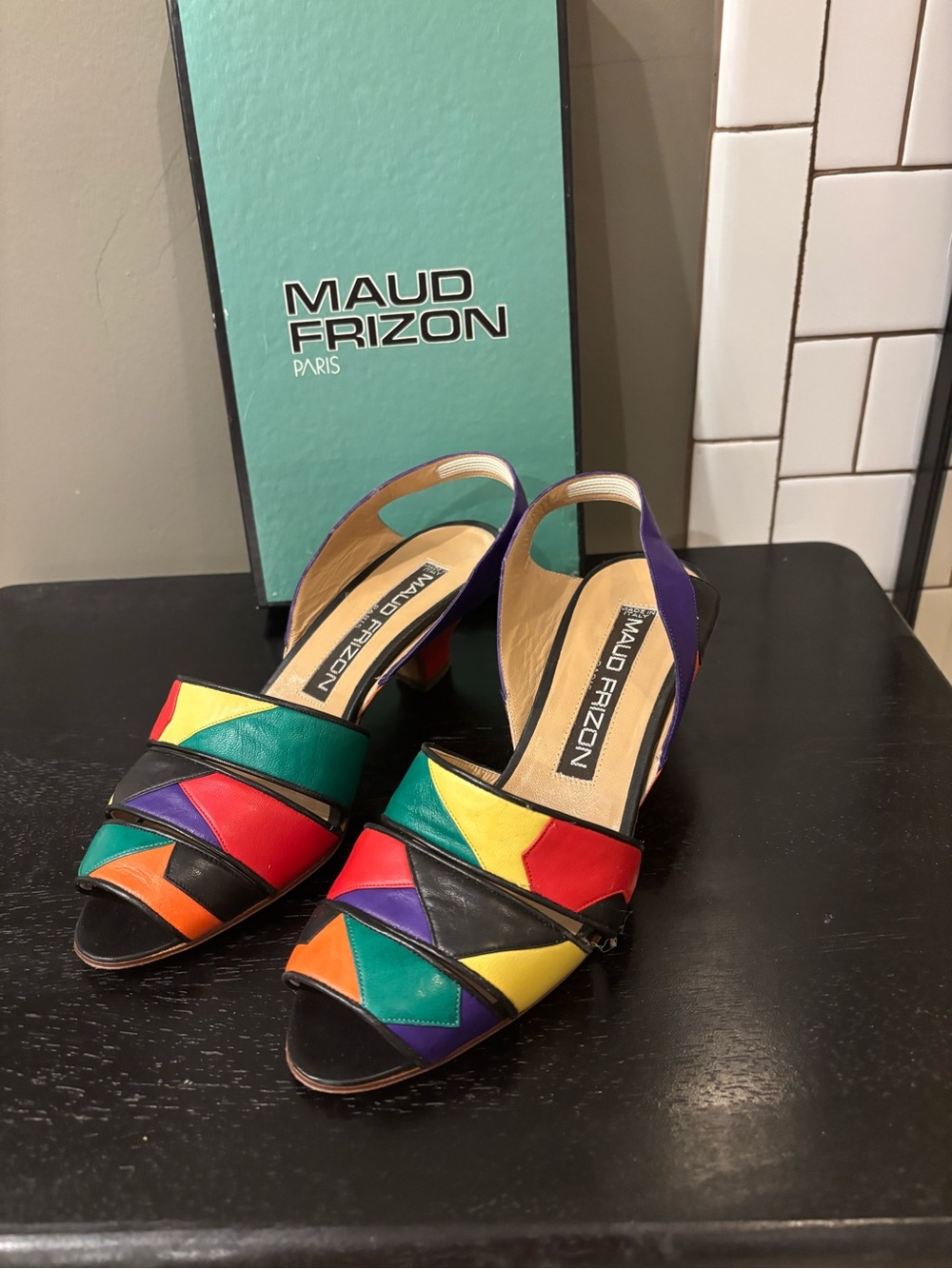 MAUD FRIZON Multicolor Patchwork Slingback Heels